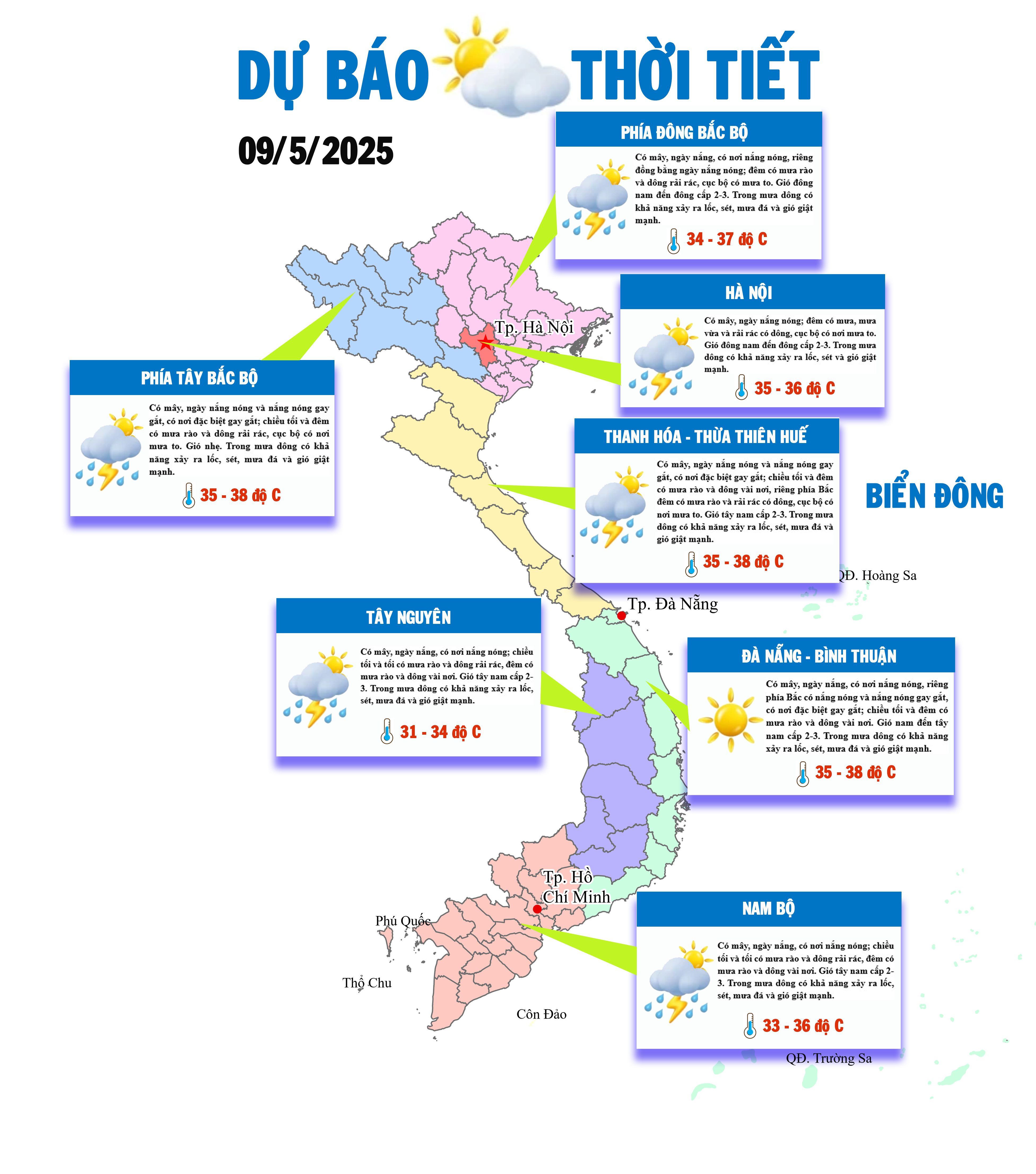 Cả nước nắng nóng, tối và đêm có mưa rào